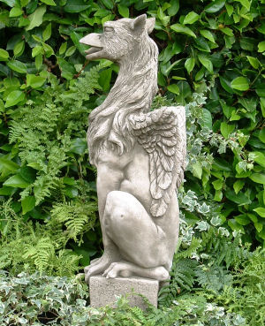 handsome Gryphon gothic stone statue for the garden